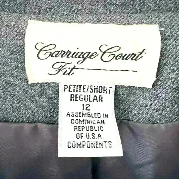 CARRIAGE COURT VINTAGE12 PETITE SHORT WOMENS CAREER CHURCH INTERVIEW GRAY BLAZER - Picture 2 of 8